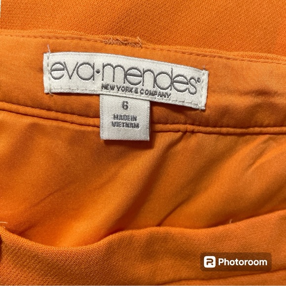 NWT NY & Co. Eva Mendes 2 Piece Set Tangarine Time Skirt and Blouse Top Size 8/M - Picture 14 of 16
